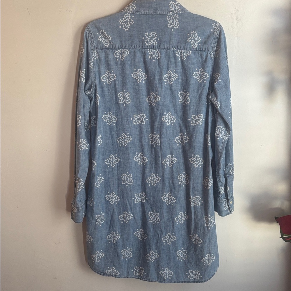 GAP | Light Blue Patterned Button Down Shirt Dress - image 7